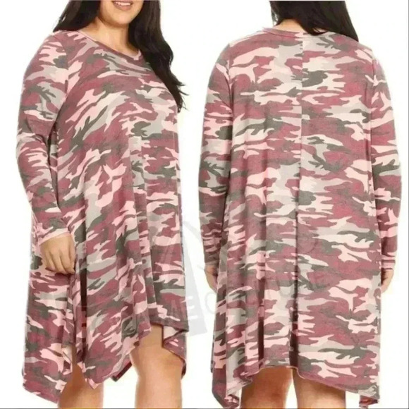 💋 LAST CHANCE 💋 PLUS SIZE CURVY CAMO PRINT DRESS - Picture 2 of 2